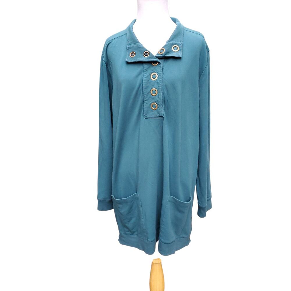 Soft Surroundings Lakshmi Pullover Tunic TopTeal Blue Green Style 2EQ97 Sz 1X